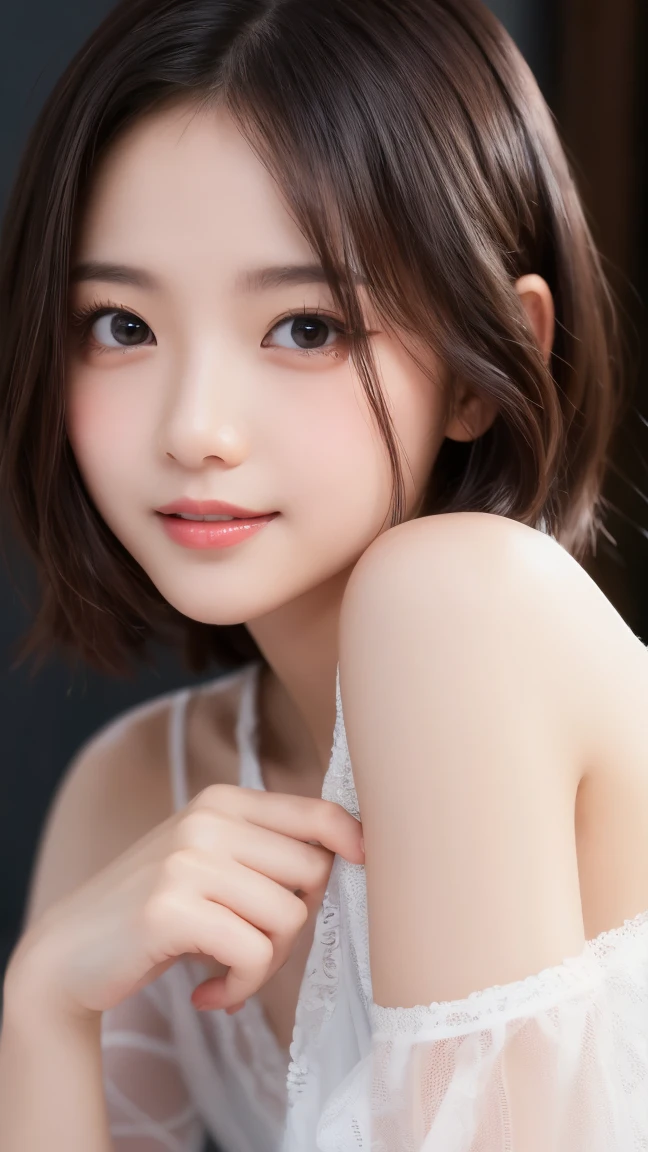 (RAW Photography、top-quality)、(realisitic、Photorealsitic:1.3)、top-quality、high-detail、masterpiece、ultra-detailliert、illustratio、1girl、(((Beautiful skin)))、whole body、dynamic ungle、world masterpiece theater、(((very-short-hair)))、top-quality、the Extremely Detailed CG Unity 8K Wallpapers、inky、magnifica、电影灯光、lens_flare、dunhuang_style、(nice breasts)、Oil paintings by Rubens、((Light and Darkness))、((Contrasty))、(with floral pattern)、A slight smil