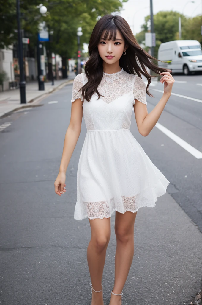 Minimal women's dress design with brick design and white color --auto --s2