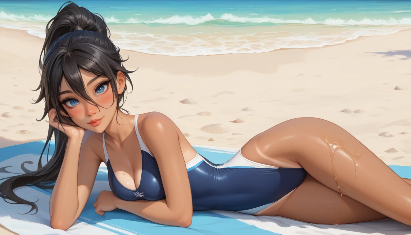 One person,1,ponytail,cute,Swimwear,Young face