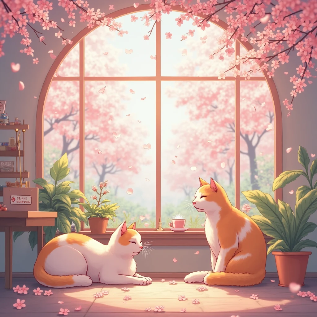 anime cats sitting on the couch and looking out the window, anime aesthetics, anime atmosphere, lofi art, 9 0 s anime aesthetics, praise of aesthetics, lofi artstyle, sparkling landscapes, kawaii aesthetics, Beautiful aesthetic art, anime background art, japanese art style, anime background, anime aesthetics, laudatory vibrations, Dreamy aesthetics, dreamy psychedelic anime