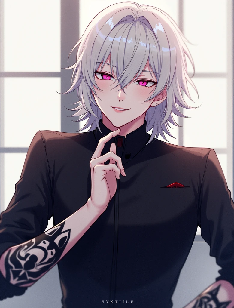 Male Anime Silver Hair Purple Eye Mesh Host Club