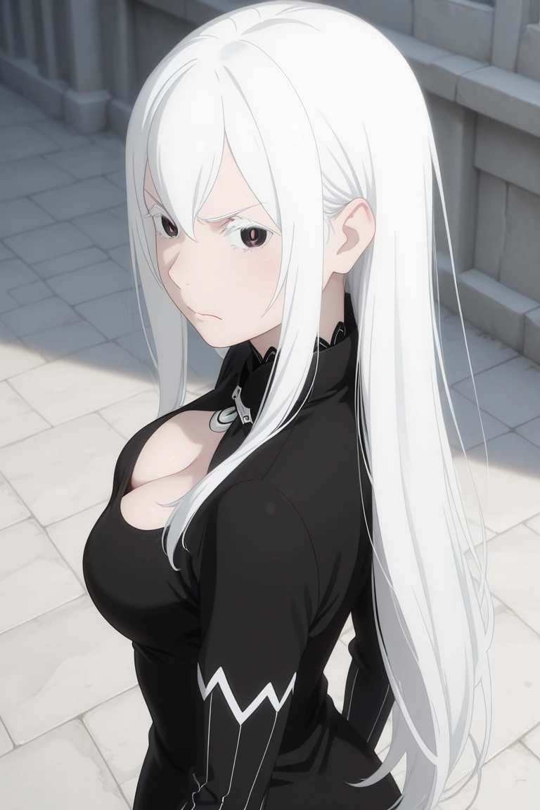 masterpiece, perfect lighting, (beautiful, highest quality:1.3), perfect eyes, disorganized, 8K, ,(masterpiece, highest quality, High resolution, anime screen cap, anime color,),
1 girl, alone, (disorganized), finely,gray hair,black eyes, big breasts, long hair, beautiful髪,
delicate lace underwear, His unbuttoned white shirt falls to his shoulders.,
smile, blush, peek from above,
