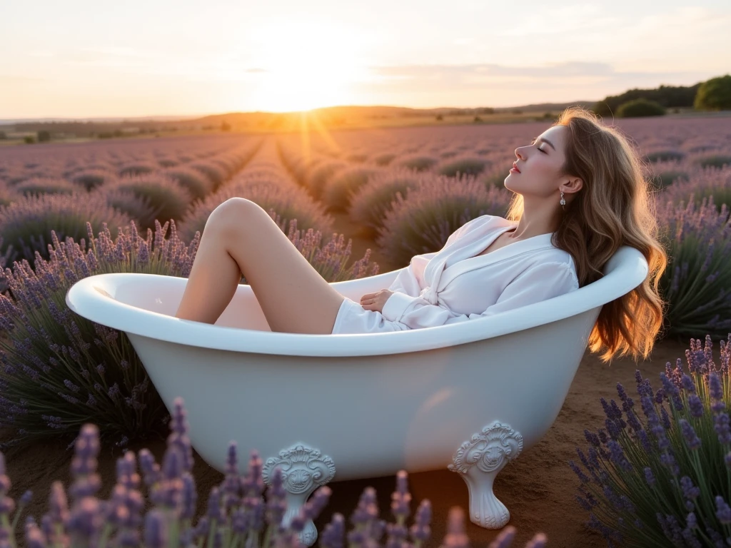 A hyper-realistic fashion photograph captured from a low angle whit perspective from the woman's ass. She is on a rooftop covered in flowers and plants, everywhere, she is naked and lying on her side in bed, with her back turned to the camera. A glass cup filled with delicate flower petals rests gently on the curve of her back The composition captures the elegant curve of her ass and the relaxed position of her body, creating a serene and intimate atmosphere. The soft lighting emphasizes the contours of her figure, while the subtle details of the bedding add texture to the scene. The overall image conveys a sense of calm and quiet beauty, focusing on the graceful lines of her form as she rests peacefully.