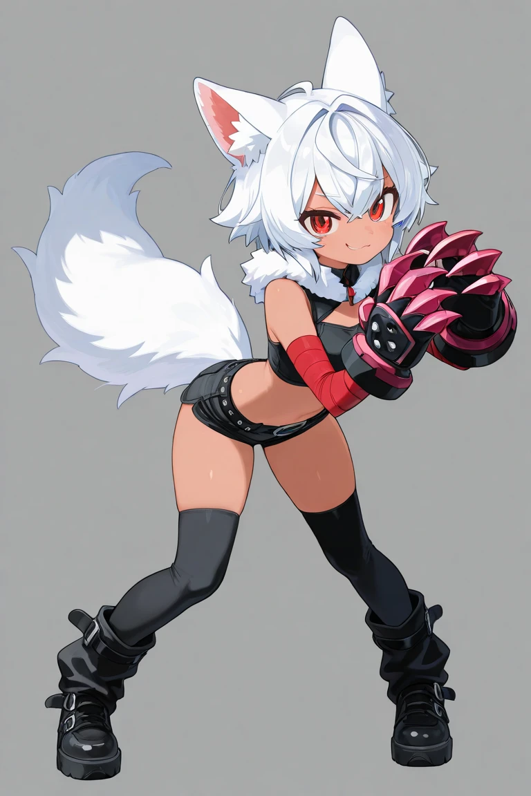 chica anime con pelo blanco y top negro sosteniendo un gato blanco, zorro nobushi, zorro blanco de pelo, colas gemelas blancas_Guantes, Chica gato blanco, Anime White Fox, kemono, Nekomimi, Holo es una chica lobo, Kitsune, Mika Kurai Demonio, Armadura inspirada en Kitsune, Zorro blanco vampiro, Orejas de zorro blanco, agarrar, rosa en mano, mano con guantes.