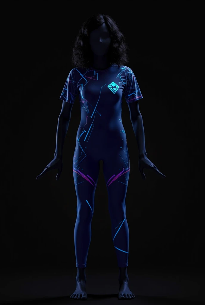 a woman in a purple and blue bikini top, 3 d neon art of a womens body, neon edges on bottom of body, purple body, abstract human body, toned shape, purple and blue neon, psychedelic swimsuit, perfect female body silhouette, blacklight aesthetic, violet polsangi pop art, neon outline, purple and blue neons, stylized silhouette