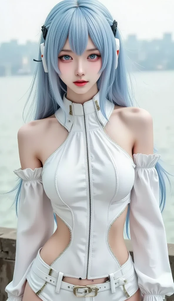 (( scene,  Felicia cat eared big booty 32DD revealing Boobies Darkstalkers grabbing own ass, white outfit, very long and wild blue hair, blue hair, exposed boobies, crawling on her knees and handson a bright sandy beach,  back facing camera, closeup from Head to booty)), Edgar Degas/Tomer Hanuka, facing viewer, line weight, portrait of a majestic woman, soft lips, detailed face, masterpiece, highly detailed, elegant, intricate, by John Harris and Gwen John and Caspar David Friedrich and Alphonse Mucha, illustration from ((pulp magazine)), painterly