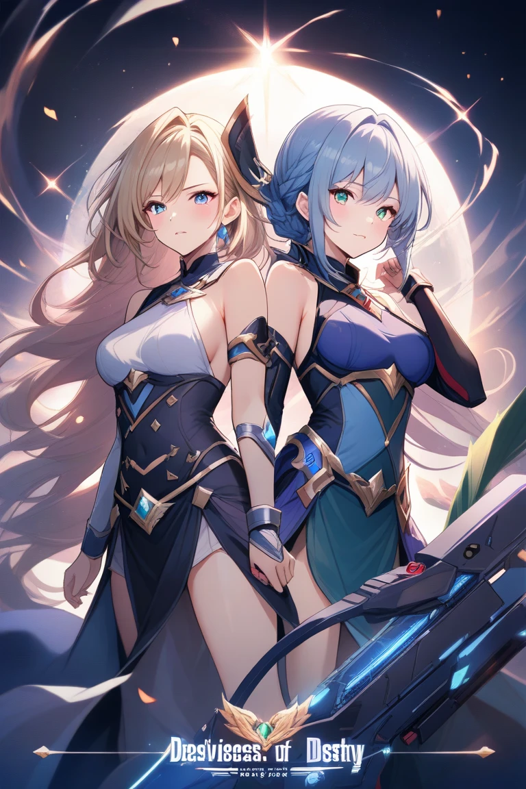 Anime girl with long hair and white dress posing on blue background, Twin-tailed, twintails white_gloves, high detailed official artwork, official artwork, overdetailed art, cushart krenz key art feminine, Official art, anime goddess, Ecchi anime style, symmetry!! Concept art, zerochan art, oppai, biomechanical oppai