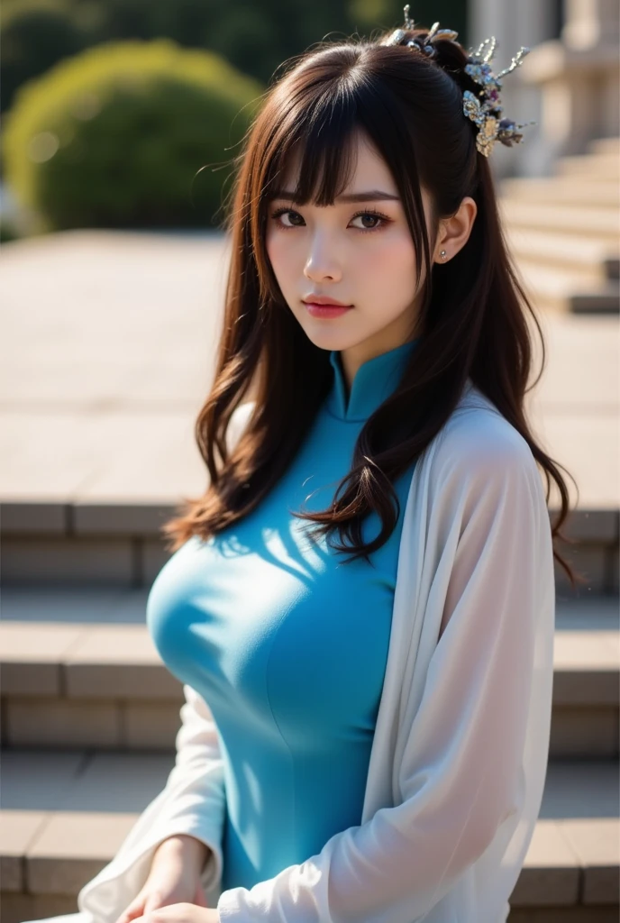 (masterpiece, Highest quality:1.3), (Very detailed:1.2), (hyperRealistic:1.3), (RAW Photos:1.2),High-resolution RAW color photos, Professional photos, (PhotoRealistic:1.4), (Realistic:1.4), ,Professional Lighting, (Japanese), Beautiful Face, (Realistic face), Cute Woman, (Brown Hair, Big Breasts:1.2), (Bright smile:1.35), Trending Hair&Trending Hairカラーをランダムに, sexy, erotic sexy, ランダムなsexyなグラビアポーズ, (Beautiful woman in cheongsam、Striking a bold pose in a Chinese cityscape at daytime、Show a seductive look。:1.3)、whole body、Fighter、The Great Wall in the background、Open chest、Sticking out her buttocks、I can see your pants、whole body