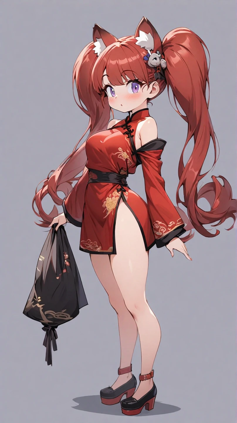 (masterpiece, best quality:1.2),illustration,8k,hd,1girl,solo,cowboy shot,dsr-50 (girls frontline),standing,china dress,chinese clothes,brown hair,large breasts,hair flower,lace-trimmed legwear,hair ornament,red dress,underwear,red eyes,lace trim,brown thighhighs,pelvic curtain,side slit,smile,cleavage cutout,blush,clothing cutout,red footwear,sidelocks,black panties,very long hair,garter straps,blunt bangs,shoes,detached sleeves,black thighhighs,high heels,bangs,ahoge,garter belt,bare shoulders,side-tie panties,<lora:Dsr-50(gf)>,