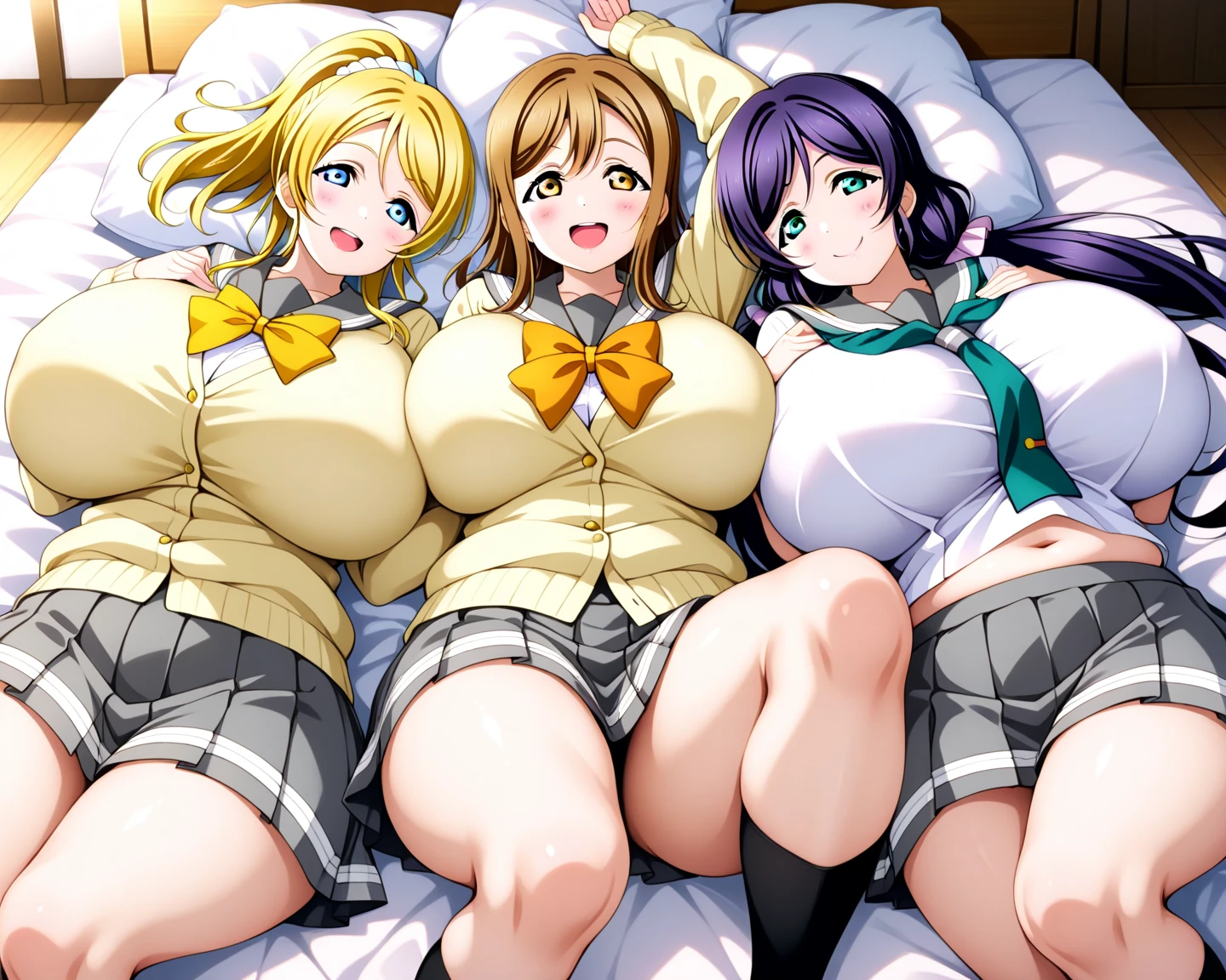 ((Pov, hetero, blazer, )), 6+ girls, , friends, super happy smiling, open mouth, closed eyes, in classroom, group shot, zoom camera, peace sign, (ultra detailed breast skin texture:1.2, ultra enormous gigantic breast expansion :1.2, ), (enormous breasts, cleavage, cute hips, thin waist),