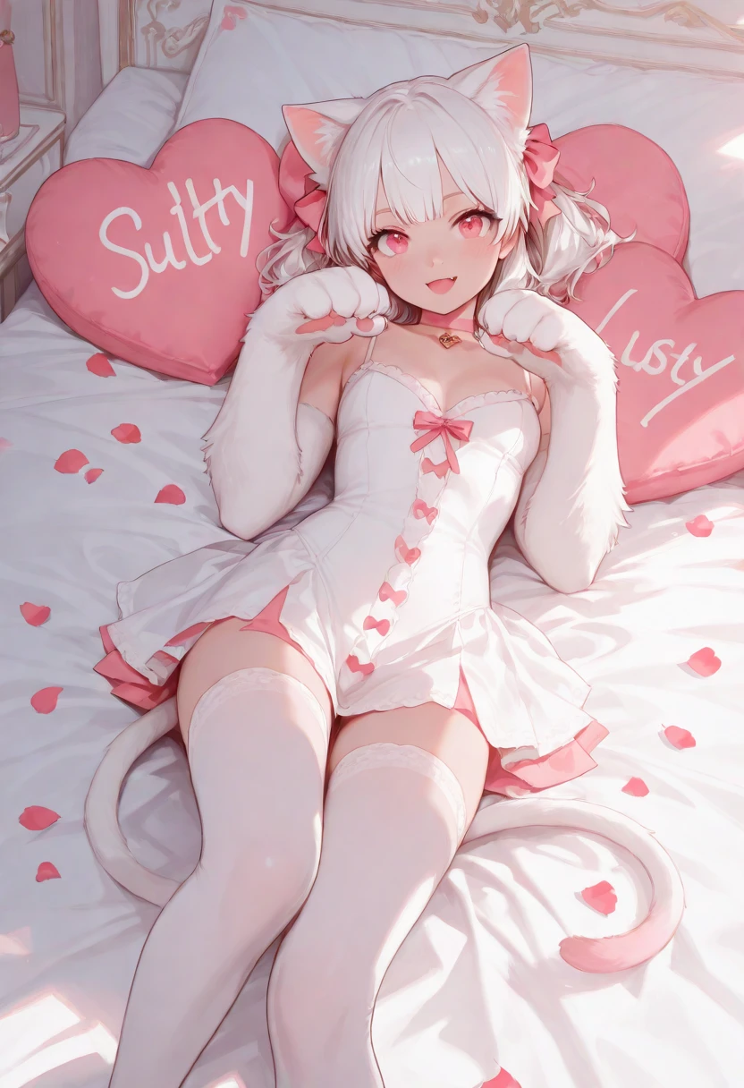 male crossdressing, crossdress, bpack hair, black eyes, shy, smalll breasts, long dress, pink dress, transparent dress, sexy pose, on bed, stockings,