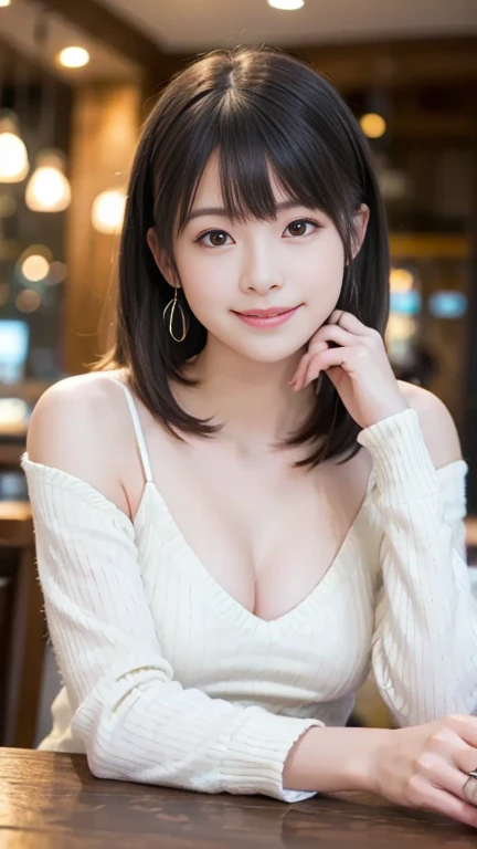 table top, highest quality, shape, Super detailed, finely, High resolution, 8k wallpaper, 完璧なダイナミックな構shape, beautiful and detailed eyes, tokyo fashion(Winter clothes),medium hair,small breasts natural color lip, bold sexy pose,smile,Harajuku、20 year old girl、cute、sexy shot looking at camera