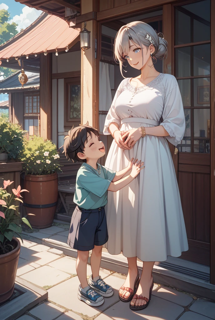 score_9, score_8_up, score_7_up, source_anime, 1boy, 1girl, mature female, mother and son, kid, pu finger into pussy 