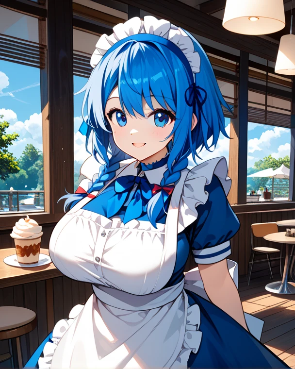 (Cute illustration:1,2),(Absurd realistic structure details),(High resolution complex and detailed text quality),(High-resolution microstructure、High poly 3 boobs D rendering correction),Methods of geometry,Careful explanatory anatomy,
BREAK,
1 person,Solo,(Cute:1.5),(Chibi:0.6),(kawaii:1.5),(Lori:0.5),(17 years old girl),Very detailed,colourfull,highest details,Clear skin,Beautiful skin,Shy,Very detailed,colourfull,highest details,Clear skin,Beautiful skin,Shy skin,1 beautiful girl,{Heterochromia,pale blue eyes,pale green eyes:1.9},star eye silhouette, BREAK,(pale blue hair, Medium length:1.4),(Side Ponytail,A little curly hair,Single-sided twisted blade,Princess Cut:1.3),(cleavage of the breast,Large breasts,Beautiful , gleaming skin,Clear skin, Beautiful skin,(best quality face),(Top quality glowing eyes), BREAK (Pink Theme:1.4), (Vivid colors:1.3), A cafe with girls wearing maid outfits and cat ear headbands.,
BREAK,(early evening),is standing,a closed mouth,(architecture, cafes,Cat Maid,The table,shop front,working cat ear maid,Menu table above table:1.55), Waterfall,depth of fields,
BREAK,wakame,wakame,wakame,(Dynamic Angle:1.4),
BREAK,(Blurry background:1.3),(absurderes, hight resolution, Super Detail Art),cel shading,Clear Color, Lonely optical effect, Beautiful pictures, Bright glow, mystic atmosphere,(Close-up of girl:1.1), Mystical light particle effect,manga influence, clean line drawings,