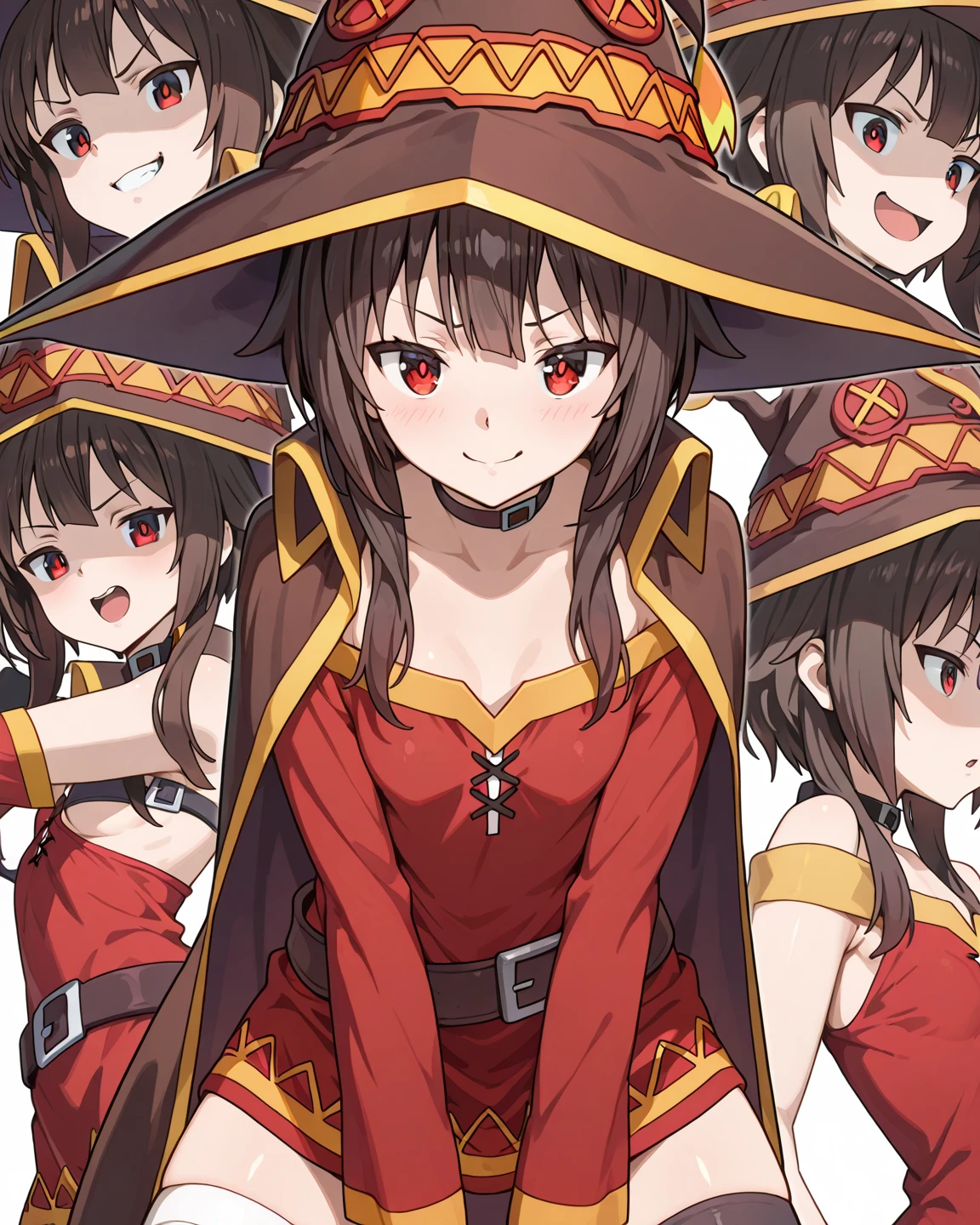 Roxy, Megumin, anime clothing, Sentadas, viendo al espectador, Demonic environment,  seeing the infernal wasteland, super calidad 4k.