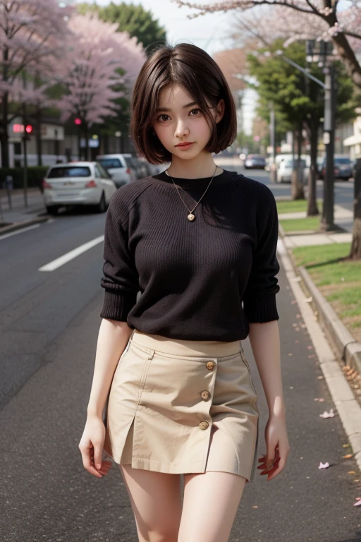 (masterpiece, Highest quality, 8K, High resolution),(Realistic skin texture, Perfect Face, Realistic, Perfect hands, Perfect finger count, Japanese, Girl), (13 years old), Big Eyes, Brown eyes, Light brown hair, bangs, Short Bob, Hair Ribbon, Small face, Smile, (Short sleeve summer knit, Mini Pleated Skirt, Thigh-length tights, sneakers)), airport, Are standing, Cute pose, Arms behind back, Hair blowing in the wind