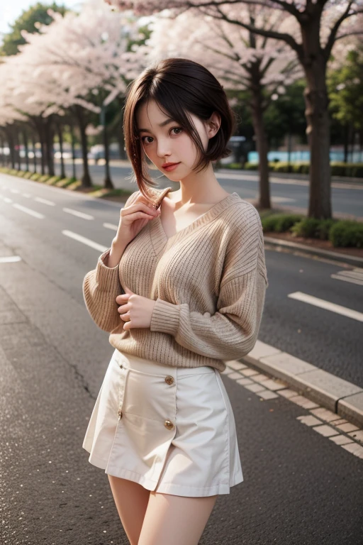 a 25yo girl sitting on a set of stairs wearing a skirt and boots with a sweater over her shoulders and a purse, girl, a character portrait, paris school ,
, solo,realistic,headband,short hair,sun beam,lens_flare,Natural light,portrait,Grey Film filter,
(masterpiece), intricate details, (cute:1.1), earrings, Ray Tracing, (realism:2),
<lora:PrgXL_V1:0.35>,(detailed skin)