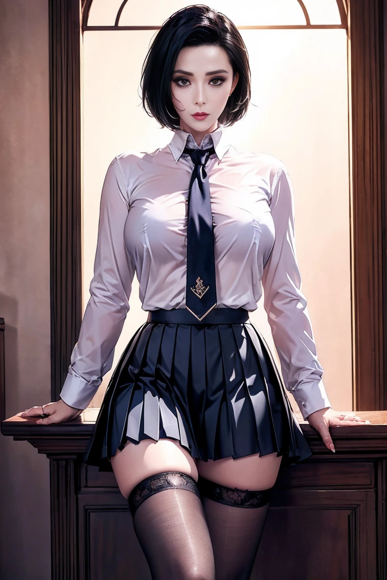 (best quality,4k,8k,highres,masterpiece:1.2),ultra-detailed,realistic, HDR, UHD, studio lighting, extreme detail description, professional, vivid colors, bokeh, portraits, (boy: 1.1, girl: 1.1), (boy: 1.1, girl: 1.1, missionary position), half-turned, girl in a short skirt, (skirt lifted), sitting on a table, (boy: 1.1), brown hair.