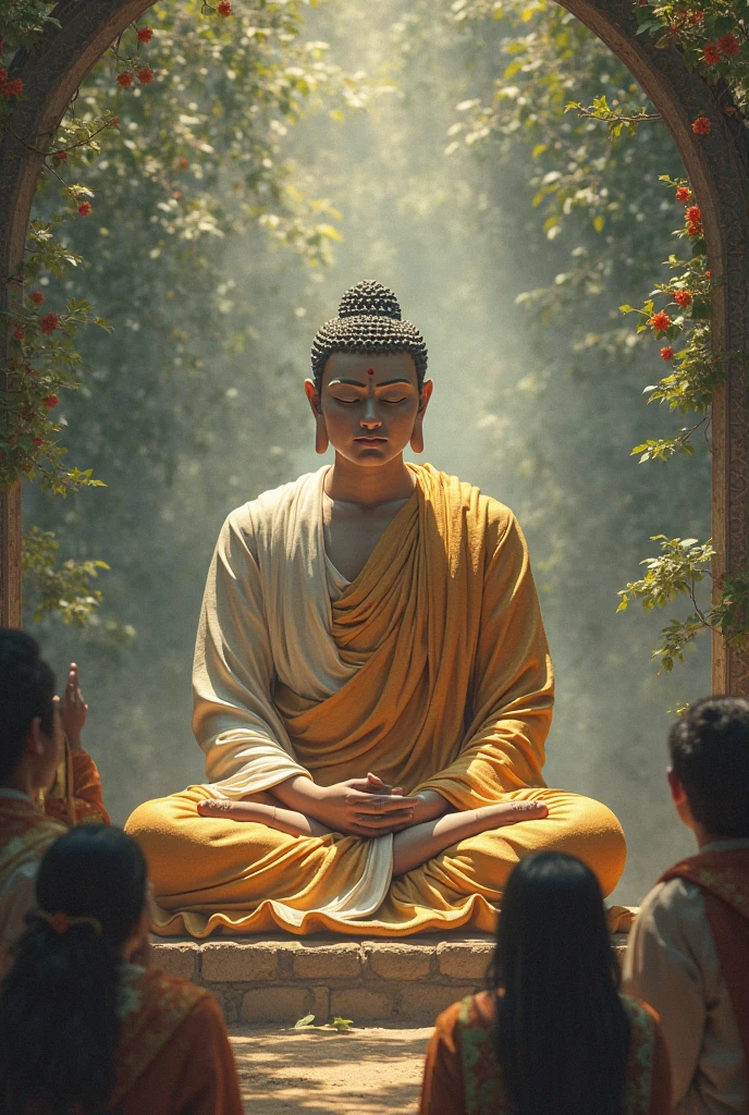 Narrate Buddha’s journey across northern India, where he shares his teachings, known as the Dharma, with all who seek spiritual guidance.
Highlight his teachings on the Middle Way, the Eightfold Path, and the importance of compassion, wisdom, and mindfulness.