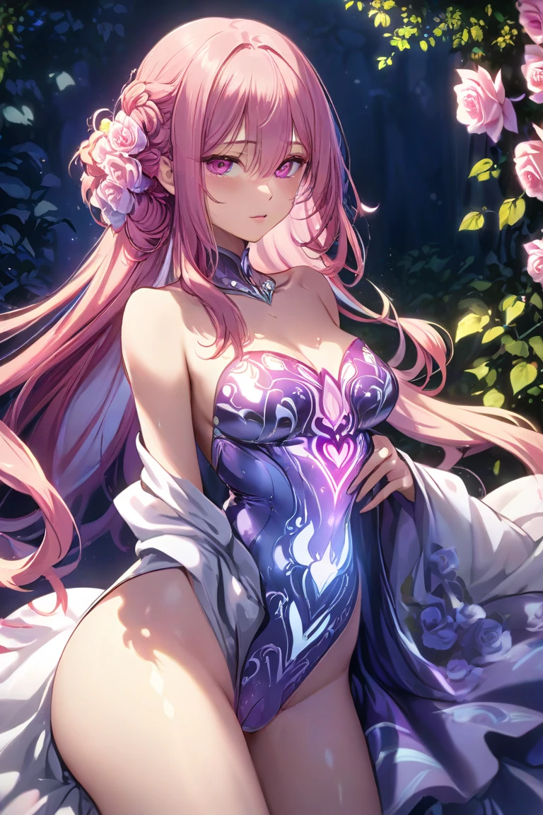 1girl, best quality, masterpiece, high resolution, solo, {white dress:1.40}, {short dress:1.20}, {medusa_fgo:1.15}, long_hair, purple_hair, very_long_hair, purple_eyes, breasts, big_breasts