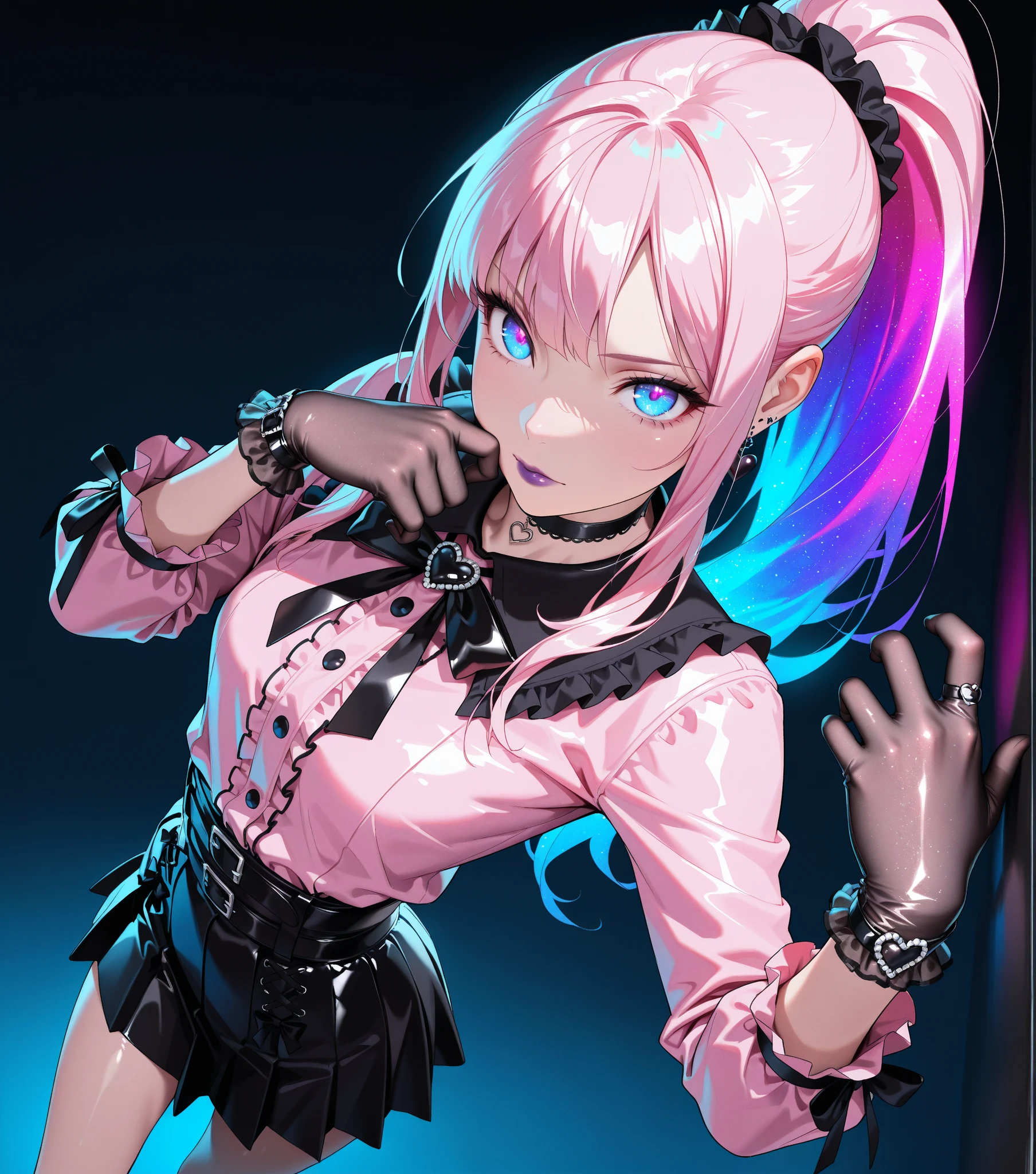 best quality, 1girl, kda, solo, long hair, short hair, dress,