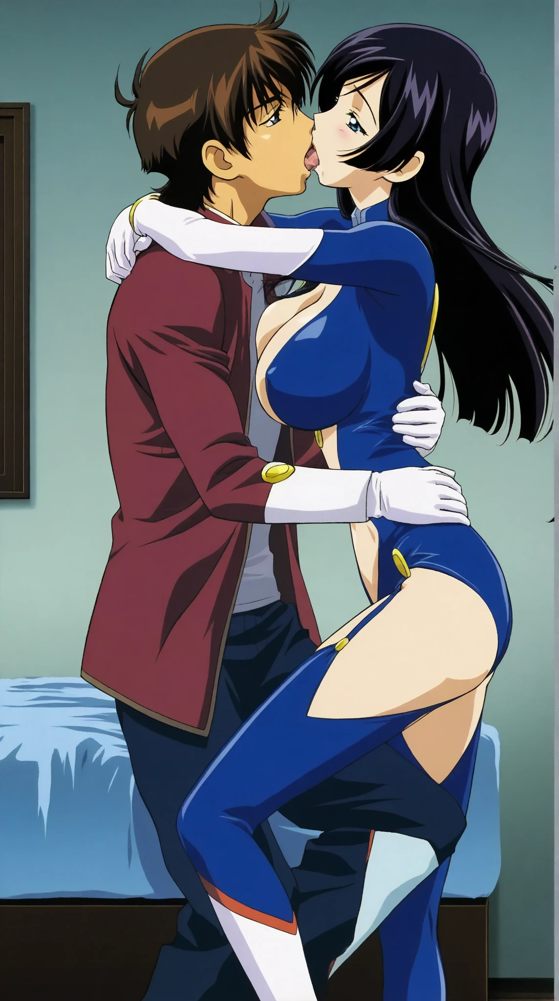 ((masterpiece)), ((best quality)), ((perfect eyes)), ((perfect skin)), female against boy, female like goddess, female like mommy, female is more taller than boy, boy is so skinny and short, female is curvy and tall, female has big breasts, female exposes belly, boy has fear of female, boy is frightened by female, female is looking at boy, female is smiling, boy is afraid of female, female is holding boy's head, female is pressing her belly to boy's head forcibly, female is tempting, female is more stronger than boy, boy is so weak