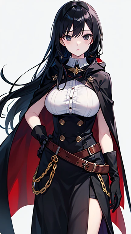 (Highest quality, masterpiece, Very detailedな, Very detailed, Exquisite, 16K,Full HD),(White Background:1.5),、Big Breasts,No text,Upper Body,serana,Black Hair,1people