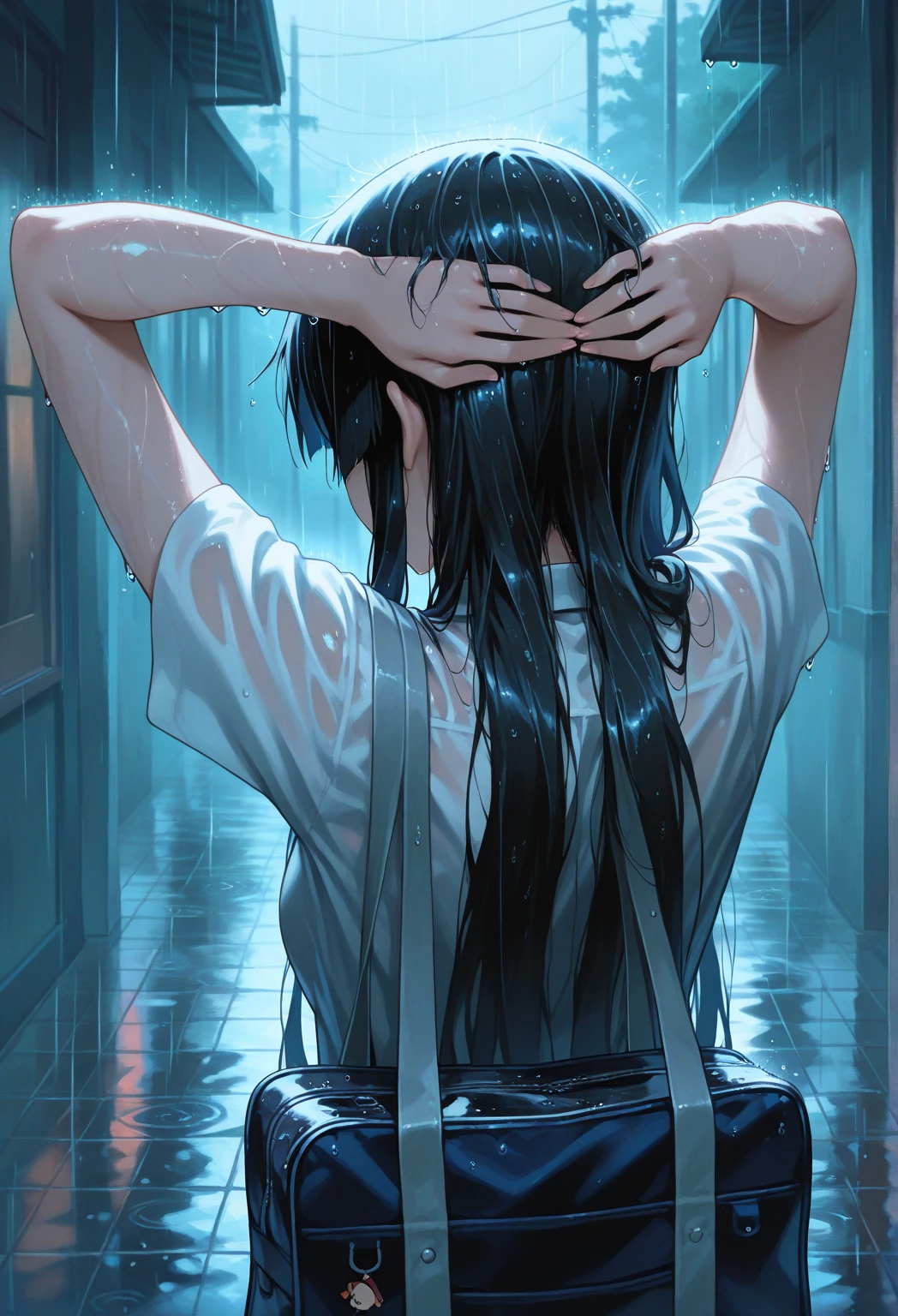A girl in profile kneeling praying with her head down, (((long hair, dirty hair, dirty face, dirty clothes))), in a puddle of dirty water, inside a destroyed church, medium breasts, thick legs, big ass, full body, {extremely detailed 16k CG unit wallpaper}, expansive landscape photography, (a low view with focus on character and setting), (wide open field view), (low angle shot), (high light: 1.2), (low light: 1.8), (warm light source: 1.2), complex details, (iridescent colors: 1.5), (bright lighting), (atmospheric lighting), dreamy, unique,