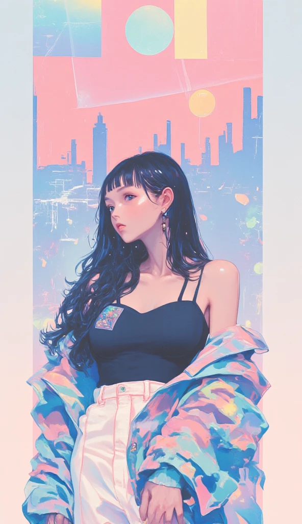 flat color,(masterpiece, best quality:1.1), A girl walks down a hallway filled with photos of her life,cheerfully,happily,collage artwork, nostalgic melancholic artwork, collage art, photo collage, inspired by Victo Ngai cmyk palette, collage art background,
BREAK side angle,(girl,tween,detailed face,(darkblue wavy-short hair),eyebrows,middle small breasts),polkadot pattern dress,smile,