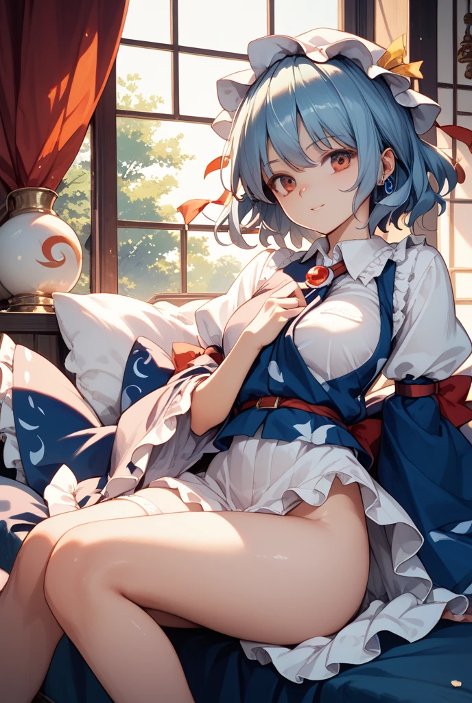There was a woman sitting on the windowsill，Wearing rabbit ears, Anime girl cosplay, ayaka cosplay, Anime cosplay, goddess of Japan, in kimono, seductive anime girls, Anime girl in real life, elegant glamourous cosplay, cosplay photo, beautiful and seductive anime woman, anime goddess, in a kimono, belle delphine, royal palace ， A girl in Hanfu, cosplay