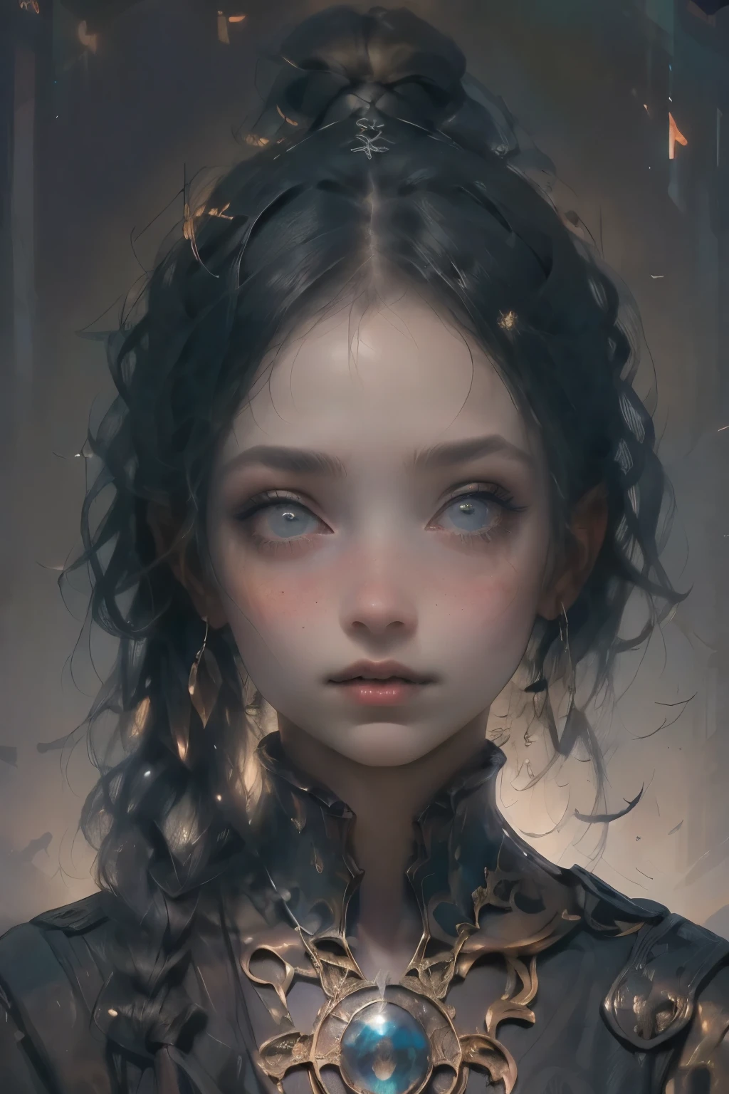 ((best quality)), ((masterpiece)), (detailed), (((mastepiece, of the highest quality, super detailed))), perfect face score_9, score_8_up, score_7_up, score_6_up, face focus, sepia style victorian era framed hand drawn image of a (military witch), (occultic uniform), ((intricate and beautiful gothic clothing)), young, thin, (cute face), Long hair, a-line haircut, ((long ponytail, thick ponytail, heavy ponytail)), very long eyelashes, freckles, freckles on face, small breasts, fit, bright blue eyes, ((((Highly detailed face)))), small thin nose, Small thin lips mouth, (((Very sharp focused eyes))), ((perfect symmetrical beautiful eyes)). looking here, (resolved expression), (resolute expression), slim, skinny, round face, youthful face, candid, perfect eyes, dark fantasy, ((gothic art)), (occultic vibe), (cosmic horror vibe), ((mature, foreboding atmosphere)), low light, soft lighting