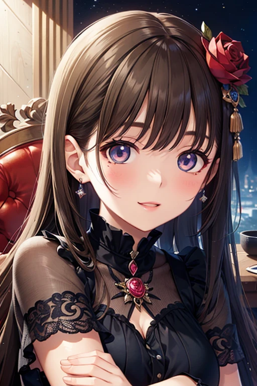 best quality, masterpiece, Ultra-high resolution, Reality, 1 Girl, Off-shoulder, Smile