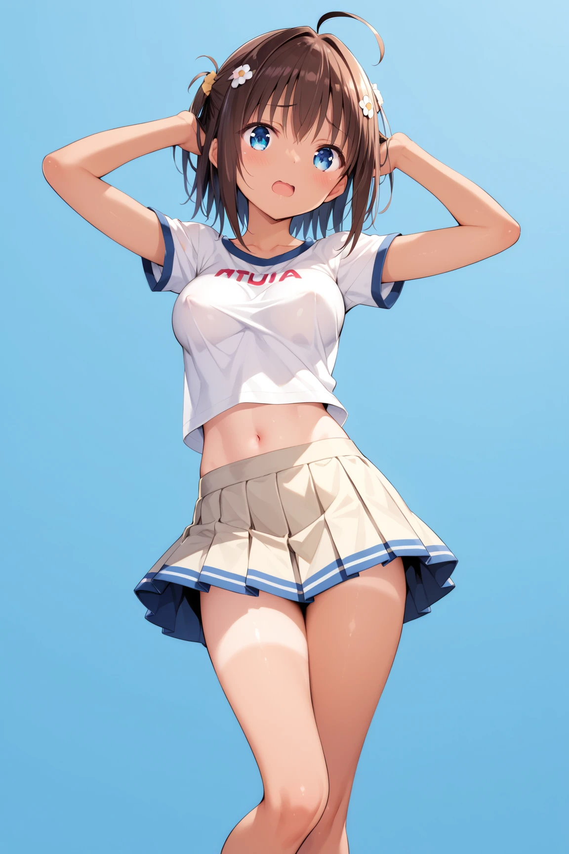 (1 girl), chibi,messy hair, Brown bob hair,,(rape face),, masterpiece, best quality, ultra high res, 8k, Professional Lighting, Photon Mapping,,low saturation,front view, full length, realistic background, shallow depth of field, perfect anatomy,,((cute:1.8)),((10years old:1.5))、(sports ground:1.5)、1 girl,(cute:1.8), perfect face, seriously,(nose blush)、(small breasts:1.8),10 years old，(short sleeve gym clothes:1.5),(bra:1.8)、(clothes lift:1.2)、(bottomless),(asshole big anus:1.3), Detailed description vagina,Show butt hole、distress, (blush:1.5), think back:1.5, (open anus:1.6)、((spread legs))、(flat chest:1.2)
