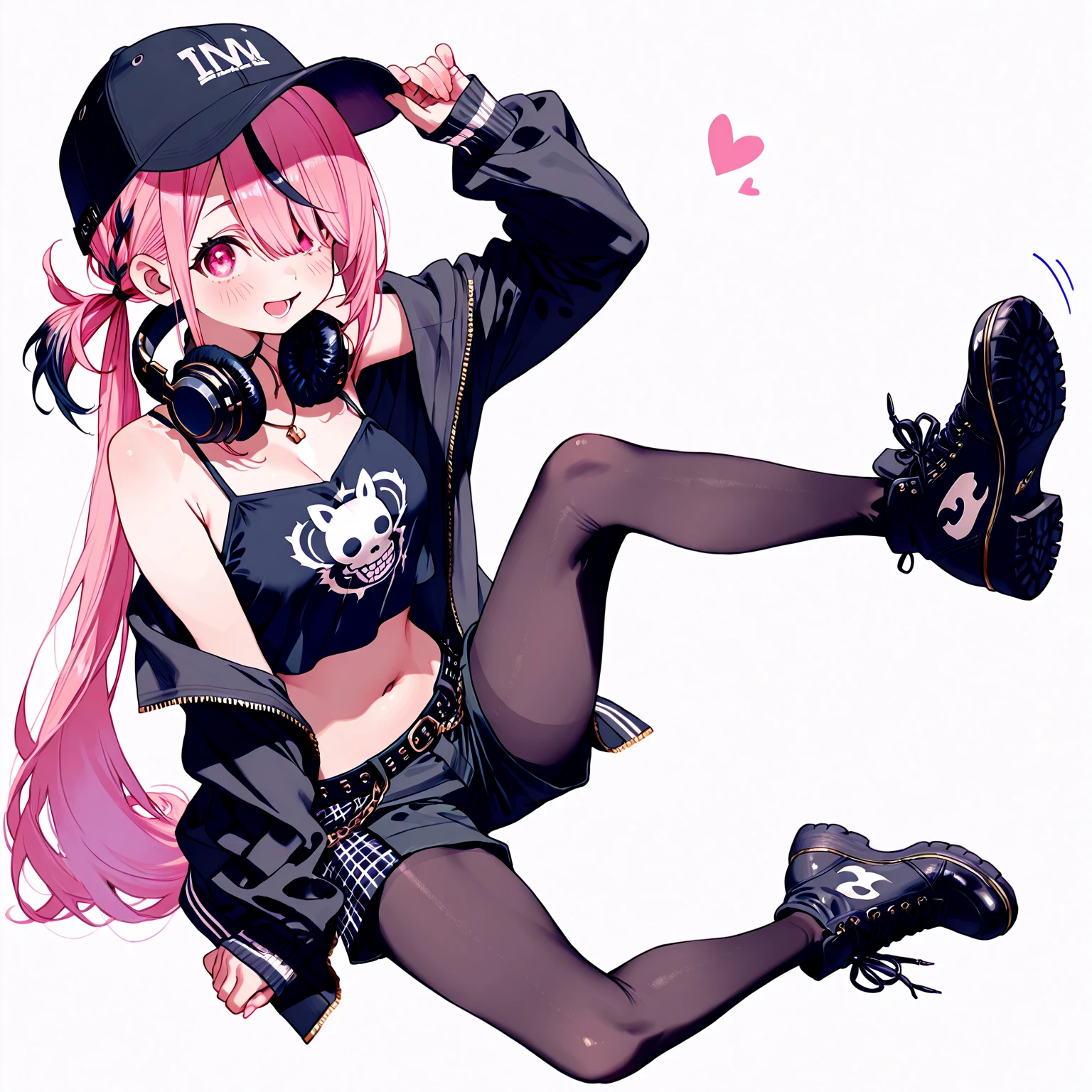 anime girl with pink hair and horns sitting on a skateboard, digital art from danganronpa, junko enoshima from danganronpa, color spread, [[[[grinning evily]]]], demon girl, mika kurai demon, junko enoshima, spider gwen, decora inspired illustrations, anime monster girl, demon anime girl
