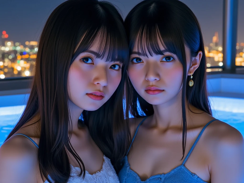 Beautiful images、Beautiful images、Night Sky、shooting start or herd、Teen、Iris、Hair length、Looking up at the sky、Japanese、high school girl、camisole、Fluttering mini skirt、
