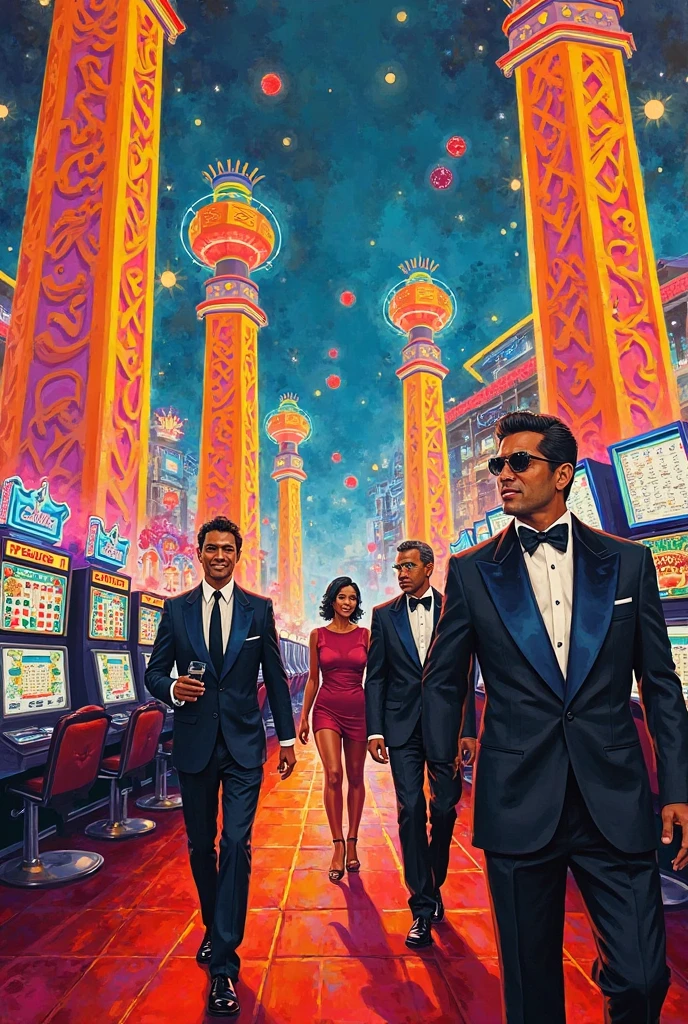 Complete a picture with casino elements in the style of American pop art