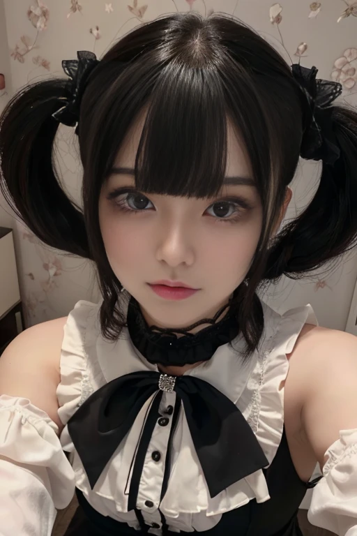 Gothic Lolita、White eye patch、Sty、Beauty、Black Hair、black eye、