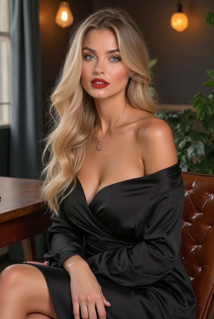 (dynamic lighting), (75mm), (realism), (realistic)), (depth of field), (UHD), (32k), (Mastepiece), (highres, high resolution), (Advanced facial details), (shiny skin), (photorealistic), (dslr), (soft lighting), (high quality), (clearly face), ((full body shot:1.5)), (finely detailed face), (top quality), (Best Quality), (long straight platinum blonde hair), ((alena aenami)), Direct photo of a gorgeous young woman in glasses sitting on an armchair in the style of Stefan Kostic, realistic skin texture, gaze at the viewer, high , generous cleavage, very sexy outfit, Posing, panties retracted into, gap between the thighs, 5mm Art Lens, F 1.2, Sharp focus on the chest, 8K High definition, insanely detailed, Intricate, elegant artwork by Stanley Lau and Artgerm,