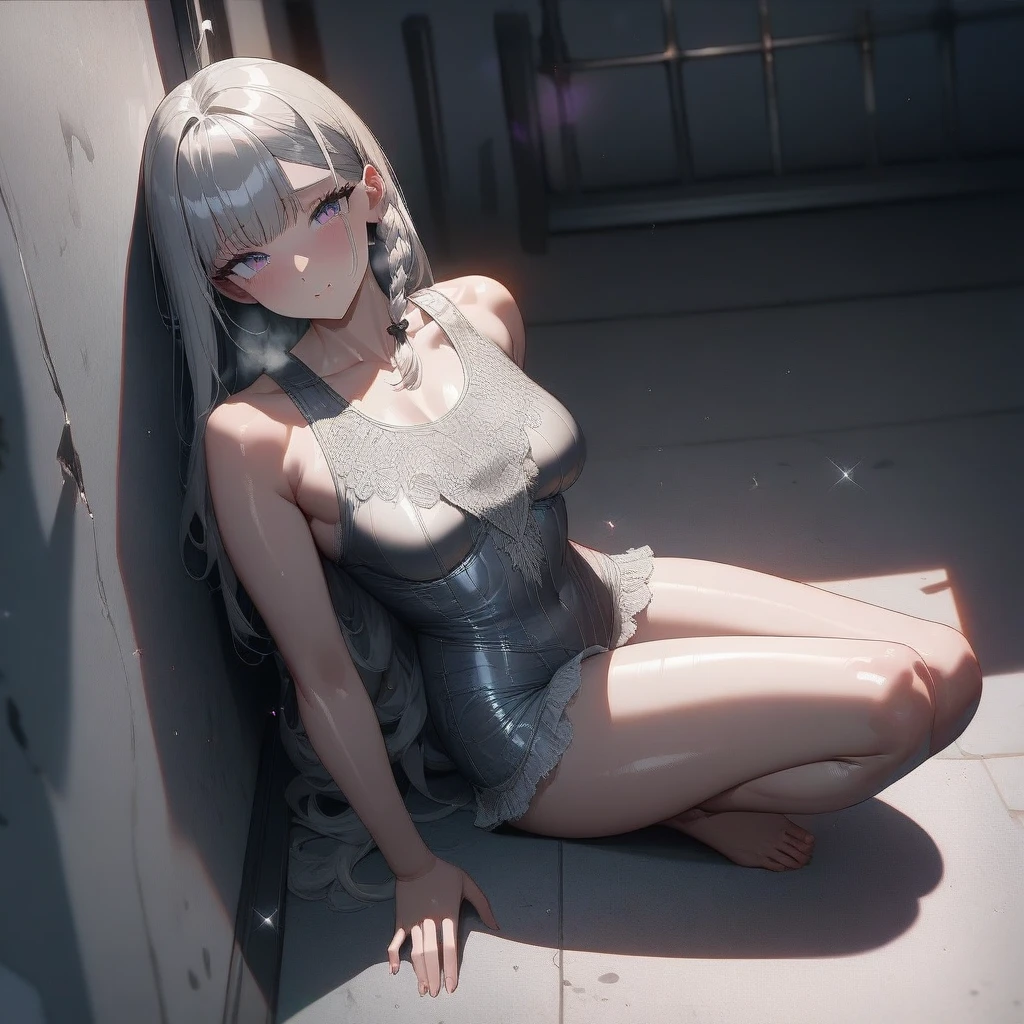 ((NSFWSTILLSHOW))、no extra arm:2、no extra hand:2、no extra leg:2、((solo 1girl))、{full length|Full height|all-fours|Half squatting|Flying|Jumpping|Ass focus、looking ahead}、{Wide Shot:1.5|Drone view|OverHeadShot|From below:1.5}、(wetted Porcelain skin、Wetted White skinny bodysuit)、Very thin and soft fabric、wetted face、{wetted hair|Floating hair|Shiny hair|Black hair|Blonde hair|Silver hair|Short Bob|Half Up|Curly hair}、Detailed Clear Nipples、detailed crotch、(The shape of the pubic area is Clearly Visible:1.2)、ass visible through thighs:1.3、Nipple shadow、(masterpiece, Best quality)、(Photorealsitic:1.37)、(BokeH)、smooth shading、({childish|Gigantic、cleavage})、((((detailed beautiful face))))、Darkbackground、neons、zydG、high collar、elbow_gloves、Google Earth、spaceships、Blue Earth、{fururistic|dreamlike|creative refinement|vivid illumination}、