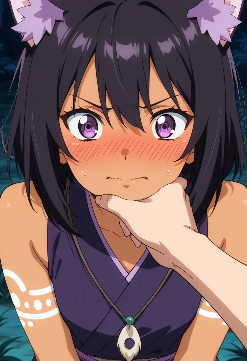 a picture, inspired by Kentaro Miura, trending on pixiv, Yotsuya Miko, Mieruko chan, favorite scene, fine details, skins, sweating, small breasts, both hands raised, armpits, armpits visible, dripping with sweat, more more sweat, sweaty armpits, smile