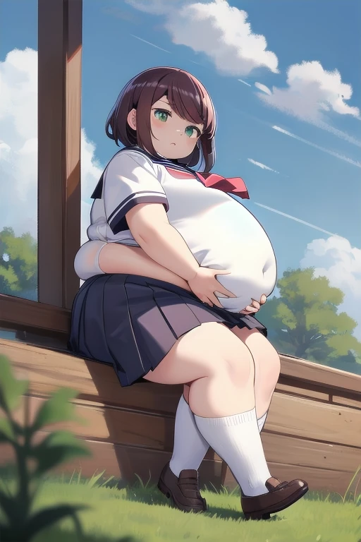 Wearing a white diaper((From below)),Black Hair,black eye,Blushed,Captivating look,vapor,Sweaty skin,Wide Hips,Plump figure,Distort the body,Widebody,Heavyweight Body,Small breasts,Open your thighs,Inverted nipples,Spread your legs,short hair,Embarrassing,Spread your legs仰向けになる,Spread your legs寝そべっている,Short Twin Tails,Flip up your skirt,