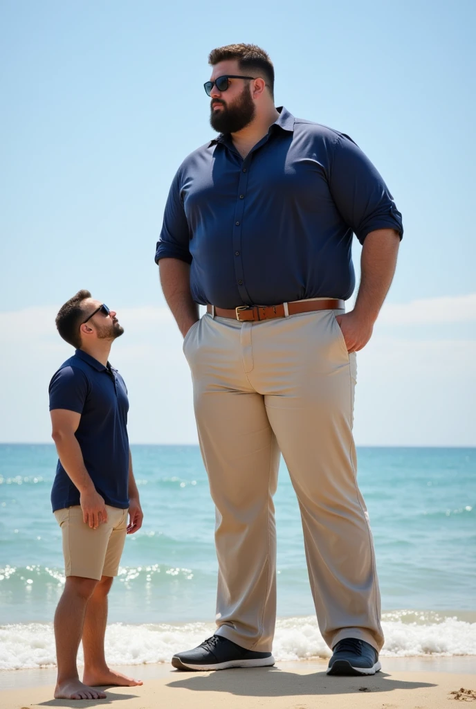 a big belly man and a big belly woman, full body shot