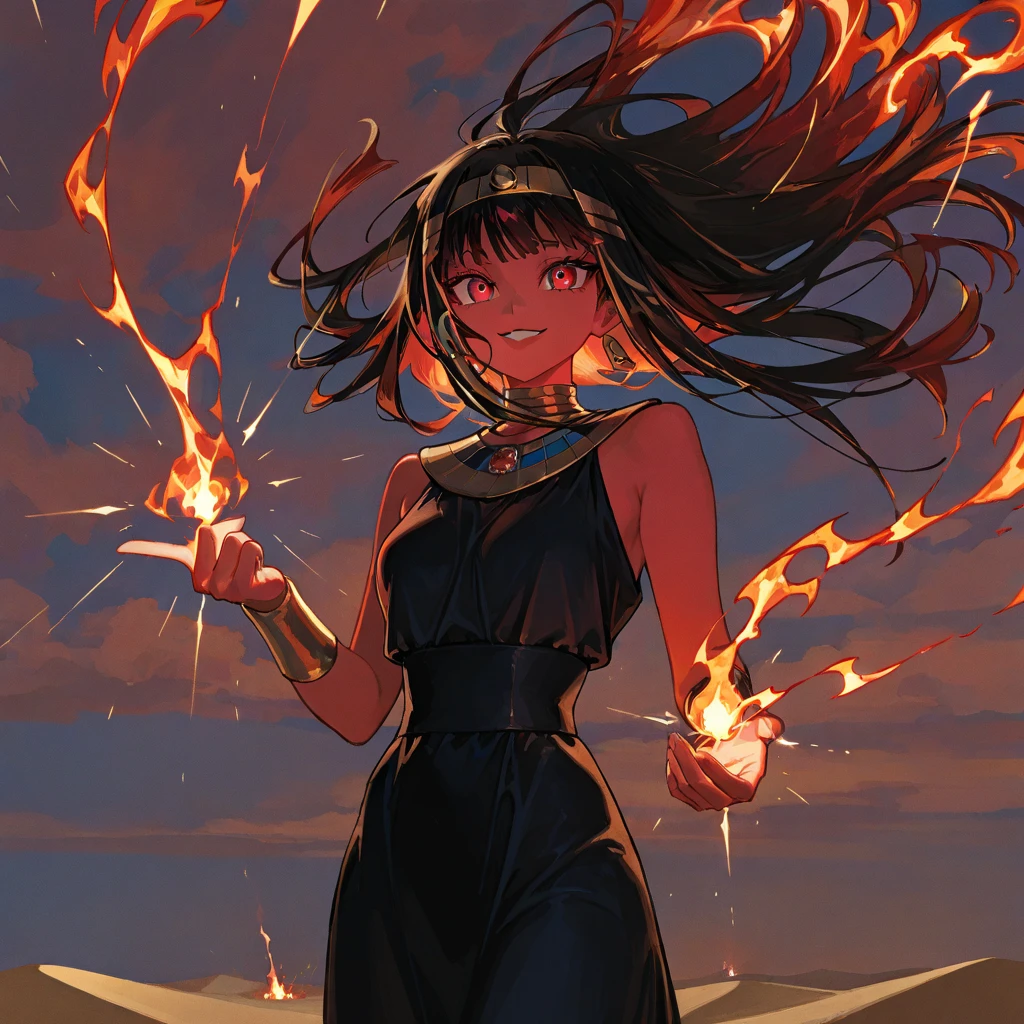 Create an illustration with a young female character standing in the middle of the flames. She should appear worn and exhausted, but resilient, with an expression that conveys determination and sadness. The character must have malnourished hands and feet, bound with shackles (shackles) that reflect her life of slavery.
She has slanted (slightly slanted) light brown eyes that reveal a ray of hope and defiance. Her long, dark hair falls messily around her pale, haggard face. She wears tattered clothes, indicative of her harsh living conditions, and remains of a scar or mark on her neck from past punishments.
At its core, the flames should represent the harsh and dangerous environment she navigates daily, with shadows hinting at the sinister presence of her slaver Lilith and her Wraiths. Despite the flames and oppressive atmosphere, the character must be depicted upright and intact, symbolizing his inner strength and the secret she keeps that could change the world.