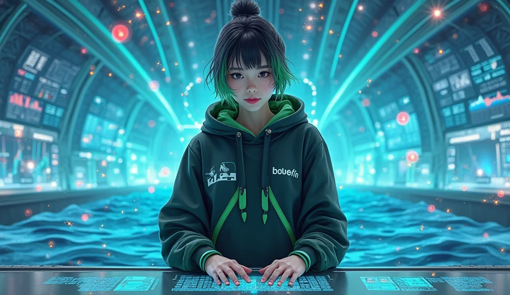 A hacker talking about cybersecurity: black hair with bangs without burrow