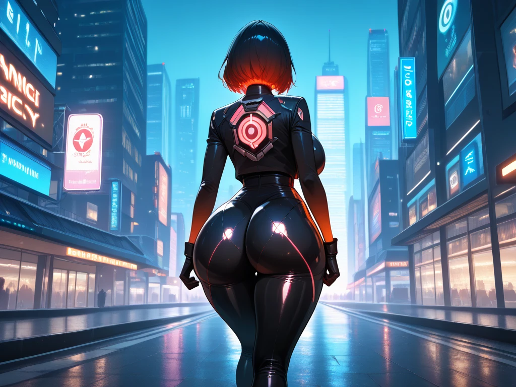 High Detail RAW color Photo, hyperrealistic, digital painting, (Melania Laurnet face), Full Shot, (lens flare:0.5), (bloom:0.5), portrait, (highly detailed, fine details, intricate), incredibly absurdres, (luxurious cyberpunk:1.4,Dystopian,sci-fi), concept art, ornate, from behind, looking back to viewer, showing off butt, 1girl, rei ayanami \(neon genesis evangelion\),European_Girls,(cute female arterial intelligence,:1.5), (cybernetic implants:1.4,microchip,metal,electric wires,cable,silicone), bright blue eyes, blonde hair, standing, large round breasts, (pointy nipples:1.0), belt,(wearing shiny, skin-tight, high-cut leotard), detached sleeves, toned physique, lean body, slender, large breasts exposure, breasts out, large ass, (pale skin),(detailed skin, diffused skin pores),HQ, angelic, decorations, embellishments,hard edge, breathtaking,outdoors, ((in surreal planet Raphael Lacoste)),nighectricity, bright neon colors,sprawling cyberpunk city skyline), turbulent storm, rain