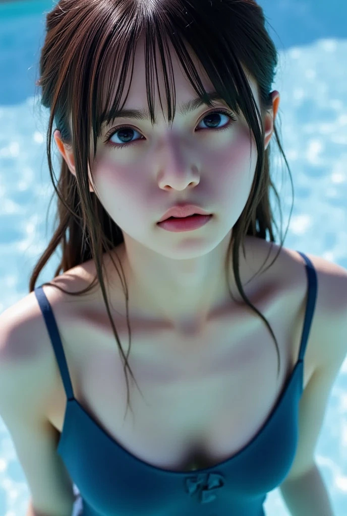 one 日本人girl, (a beauty girl, delicate girl:1.3), (12 years old:1.3),Angry expression,Grit your teeth,
break, (Pink school swimsuit:1.3),
break, Very fine grain definition, (Symmetrical eyes:1.3),
break, (School poolside, Outdoor:1.3),
break, Small breasts, Brown eyes, Black Hair, girl,
break, (Eye and facial details:1.0),
break, (masterpiece, Highest quality, Super detailed, Detailed face, 8K)