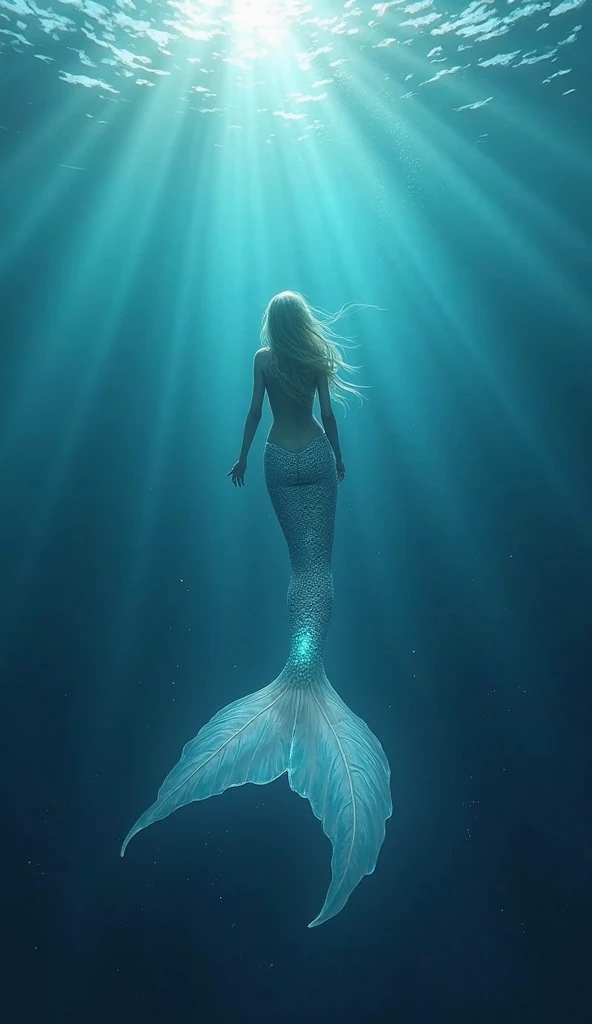 (masterpiece,Distinguished Quality,Mirror-like,Cinematic Experience,insanely detailed,absurdres),8k,full image shot, wallpaper,(Ray Tracing),Physically Based Rendering,Ultra-fine painting.(1 female),(Her scaled tail runs seamlessly from her hips waist:2.0) ,(turns into iridescent scales as it reaches her hips:2.0), (A Nude upperbody, seamlessly merging into a long, elegant mermaid tail:2.0),(Random colored tail, reflecting light like a fish in the sun:2.0),(Realistic female mermade nude2.0),(Beautiful Face),(Beautiful Eyes),(Perfect Eyes:1.6),(Glowing Skin:1.2),(Random Hairstyles),(Random hair color)BREAK,(Big Breasts),(beautiful nipples),(Functional),(Voluptuous),(front:2.0),(Mermaid:2.0),(look at me),(Detailed hands:2.0),(Beautiful female hands:2.0),(Portrait of the SeaGoddess,Cosmic aura, underwatersea magic, (Iridescent particles:2.0), Diffuse reflection of light),(She is floating leisurely in the underwater sea.:2.0)