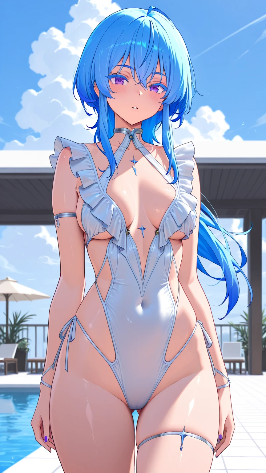 Nino Nakano riendo,Pose sexy,vestido abrigada ,lago de hielo luz de luna