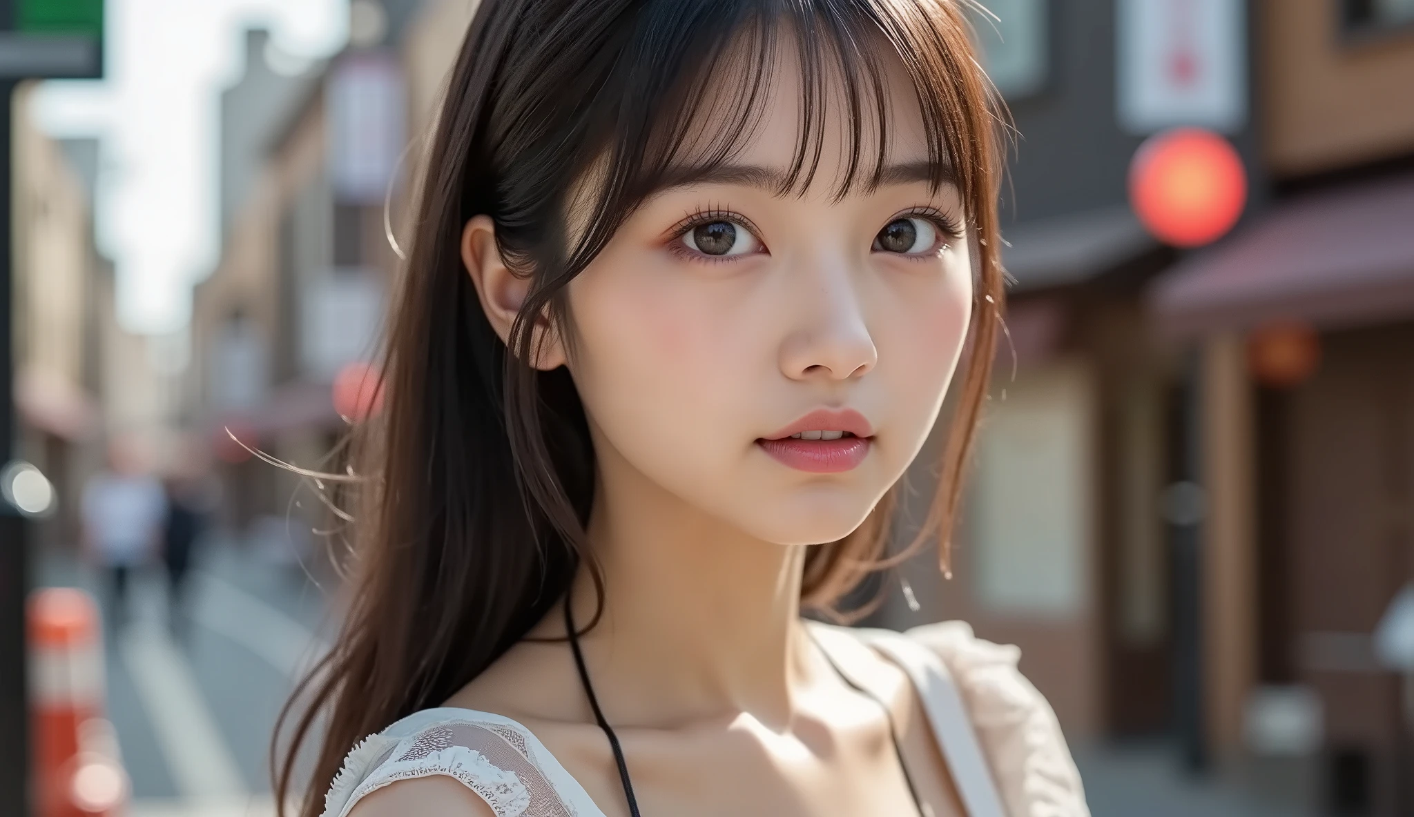 1womanl、Early 20s、(beauitful face:1.5)、There is a sad and open skin cover、That person in the graduation photo has kind eyes、I was swept away by the crowd、It's changing、The path under the swaying willow、Now it can only be seen from the train、You are my youth