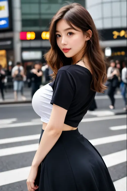 １People Beauty、(Photorealistic quality, Fidelity 1.9, Ultra high precision CG unified 8K wallpaper)、top-quality、超A high resolution、Raw photo、(Authentic skin texture:1.3)、random beautiful background、wavy hair in random colors、Picture-perfect face、((Perfect female body))、white skin like a white person、full body Esbian、Beautiful expression、beauitful face、Seductive look、beautidful eyes、female high-school student、A girl wearing a uniform walking around the city、Japan School Uniforms、ultra thin mini skirt、Colossal tits、Show me your toned waist、Sticking out the navel、thighs thighs thighs thighs、upturned ass、Pants are visible、(Immersive atmosphere、Chiaroscuro:1.5、brightened light:1.2、) 、(red blush:0.5)、realisitic:1.3、longshot、（Amazing smile、Cute smile、Laughing:1.6）